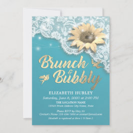 Brunch Bubbly Brautparty Lace Sunflower Lights Einladung