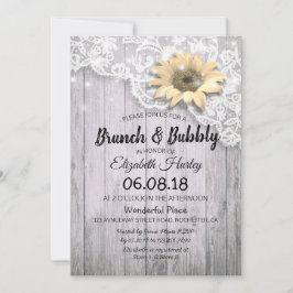 Brunch & Bubbly Brautparty Lace Sunflower Wood Einladung