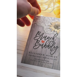 Brunch & Bubbly Brautparty Lace Sunflower Wood Einladung