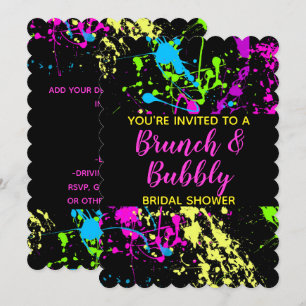 Brunch Bubbly Brautparty Neon Paint Spritzer Einladung