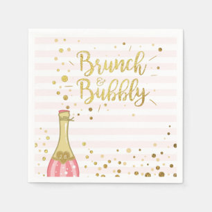 Brunch & Bubbly Brautparty Paper Napkin Pink Serviette