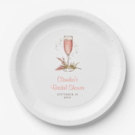 Brunch Bubbly Brautparty Peach Apricot Pappteller