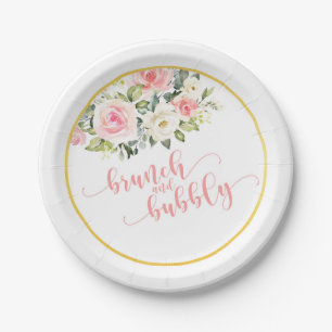 Brunch & Bubbly Brautparty Plate - Rosa Pappteller