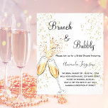 Brunch Bubbly Brautparty Rosa Einladung Flyer<br><div class="desc">Bitte beachten Sie, dass diese Einladung auf Flyer Papier und sehr dünn ist. Umschläge sind nicht enthalten. Für dickere Einladungen (gleiche Gestaltung) besuchen Sie bitte unseren Shop. Ein modernes, stilvolles und glamouröses Brautparty für einen Bubbly Brunch. Ein weißer Hintergrund mit Blasen, ein Paar Flöten, Brillen. Der Name ist mit einem...</div>