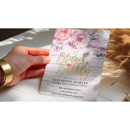 Brunch & Bubbly Brautparty Rustikales Holz Einladung