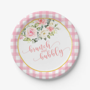 Brunch & Bubbly Brautparty-Teller - Rosa Text Pl Pappteller