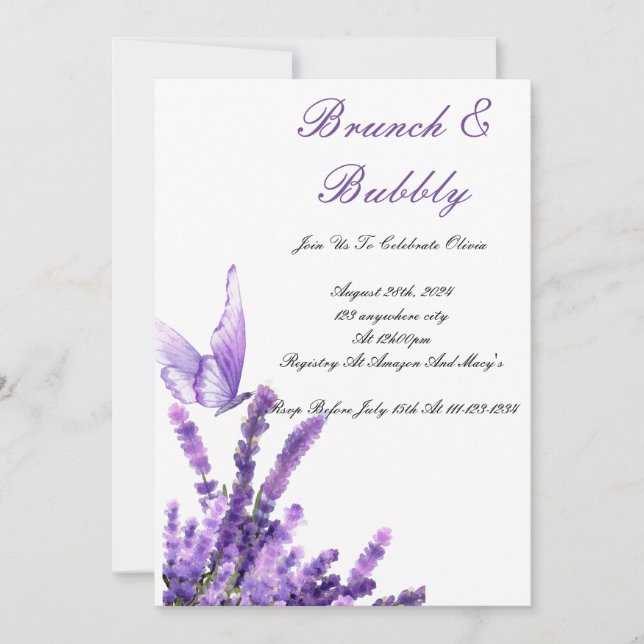 BRUNCH & BUBBLY BRIDAL DOUCHE INVITATION (Devant)