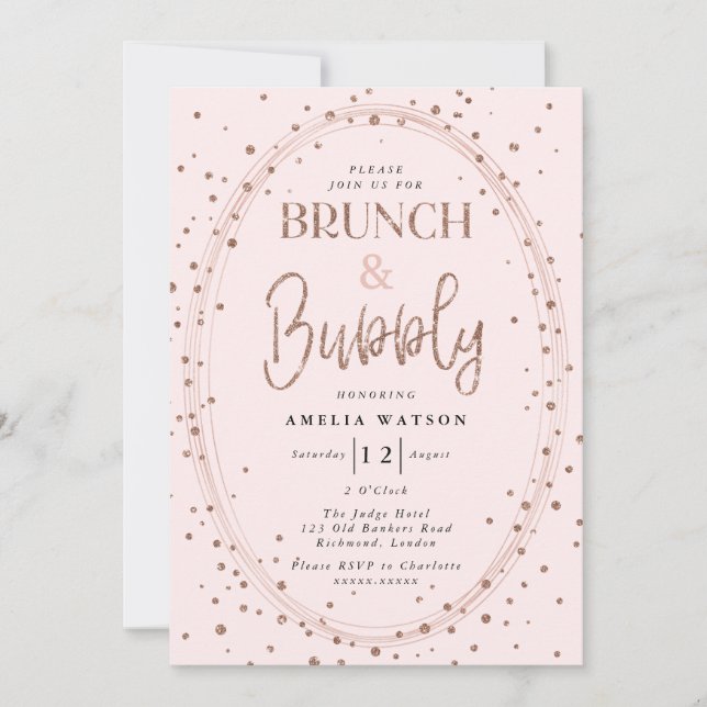 Brunch & Bubbly Bridal Dusche Einladung (Vorderseite)