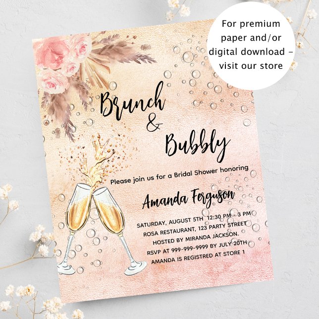 Brunch Bubbly Bridal Rose pampas Haushalt Flyer (Von Creator hochgeladen)