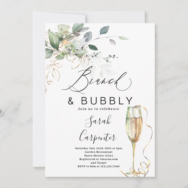 Brunch & Bubbly Bridal Showeinlage Einladung (Vorderseite)