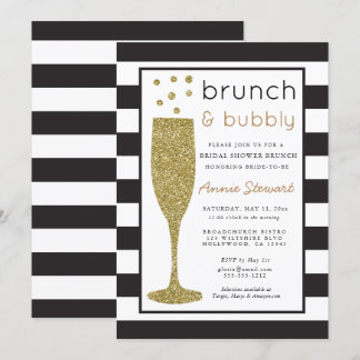 Brunch & Bubbly Bridal Shower Einladung Glitzer