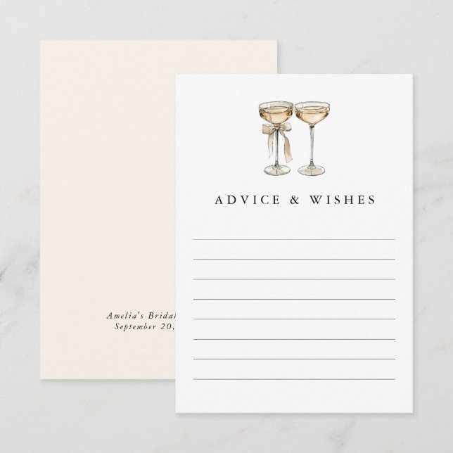 Brunch & Bubbly Champagner Brautparty Hinweiskarte (Vorne/Hinten)