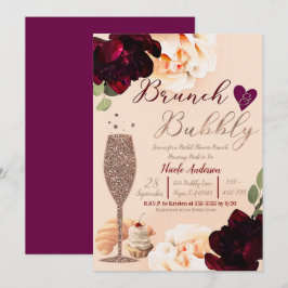 Brunch & Bubbly Champagner Peach Gold Brautparty Einladung