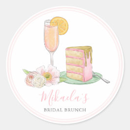 Brunch & Bubbly | Champagner und Tropfen Cake Brid Runder Aufkleber