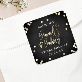 Brunch & Bubbly Confetti Brautparty Quadratischer Aufkleber