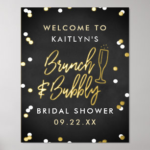Brunch & Bubbly Confetti Brautparty Willkommen Foliendrucke
