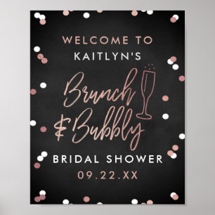 Brunch & Bubbly Confetti Brautparty Willkommen Poster