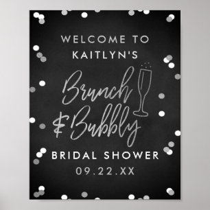 Brunch & Bubbly Confetti Brautparty Willkommen Poster