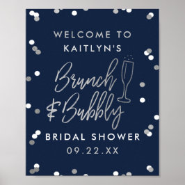 Brunch & Bubbly Confetti Brautparty Willkommen Poster