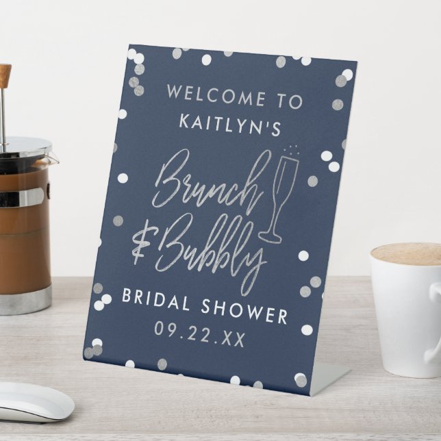 Brunch & Bubbly Confetti Brautparty Willkommen Sockelschild (In SItu)