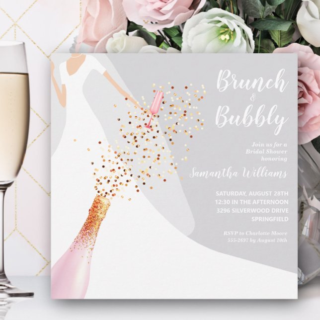 Brunch Bubbly Dress Gray Bridal Dusche Einladungen (Von Creator hochgeladen)
