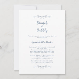 Brunch & Bubbly Elegante staubblaue Babyparty zur  Einladung