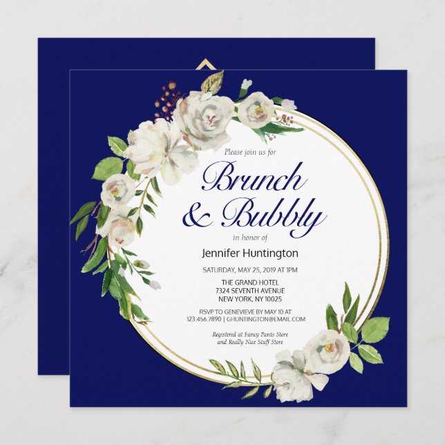 Brunch & Bubbly Fête des mariées Boho Invitation (Devant / Derrière)
