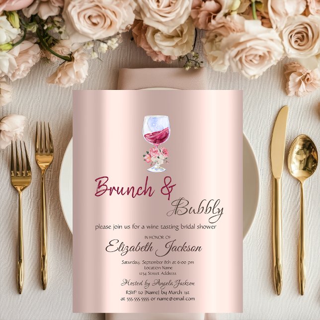 Brunch & Bubbly Floral Glass Tropfen Einladung (Von Creator hochgeladen)