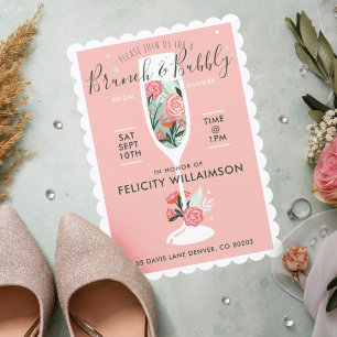 Brunch & Bubbly Florale Hochzeitseinladung Einladung
