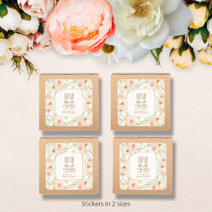 Brunch & Bubbly Garten Florale Hochzeitsshower Quadratischer Aufkleber