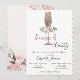 Brunch & Bubbly Glitzer Brautparty Einladung