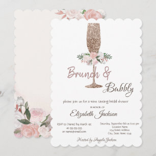 Brunch & Bubbly Glitzer Brautparty Einladung
