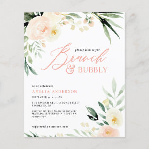 Brunch & Bubbly green und pfirsiche Aquarellblüte