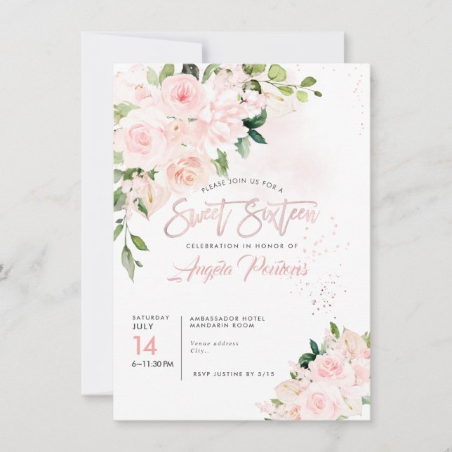 Brunch Bubbly H2 Blush Anthuriums Rose Peonys Einladung (Vorderseite)