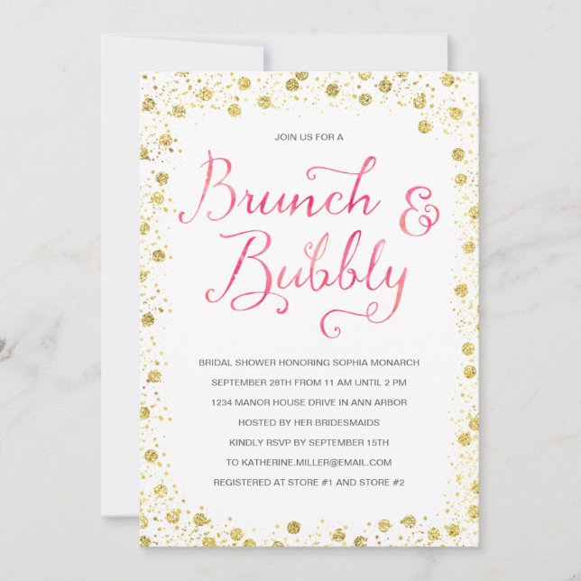 Brunch & Bubbly | Invitation Fête des mariées (Devant)
