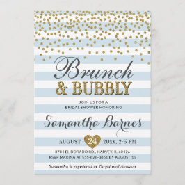 Brunch Bubbly Light Blue Gold Chic Brautparty Einladung