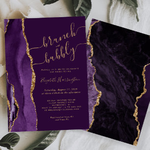 Brunch & Bubbly Lila Gold Achat Brautparty Einladung