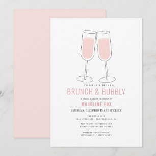 Brunch & Bubbly Modernes Champagner-Brautparty Einladung
