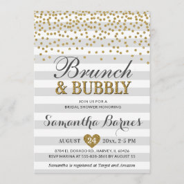Brunch Bubbly Neutral Gray Chic Brautparty Einladung