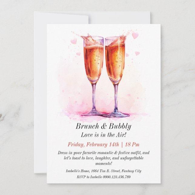 Brunch & Bubbly Personnalisable Invitation de Vale (Devant)