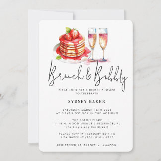 Brunch & Bubbly Pink Blush Brautparty Einladung