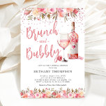 Brunch & Bubbly Pink Brautparty Einladung<br><div class="desc">Sag 'I do' zu brunch und blubbly! Genießen Sie Ihren besonderen Tag mit unserer eleganten Brautdusche mit wunderschönen rosa Aquarellblumen und Glitzer. Komplett mit einer Rose Flasche & Glas,  ist es der perfekte Weg,  um "jubeln" zu sagen!</div>