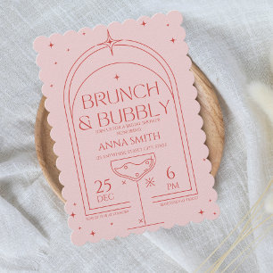 Brunch & Bubbly Retro Rosa Brautparty Einladung