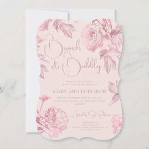 BRUNCH BUBBLY Rose Gold Blumenrot Brautparty Blush Einladung