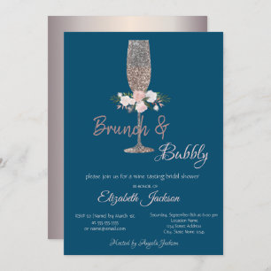 Brunch & Bubbly Rose Gold Brautparty Einladung