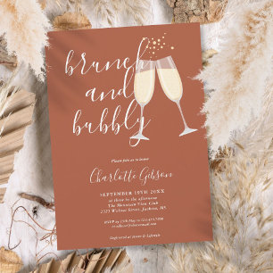 Brunch Bubbly Script Bridal Shower Terracotta Einladung