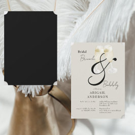 Brunch & Bubbly Showdusche in Beige & Black Bridal Einladung
