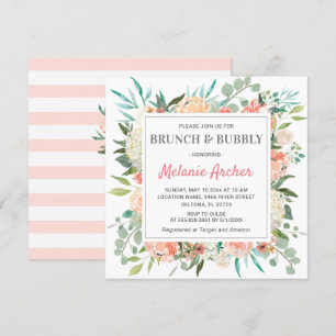 Brunch Bubbly Spring Peach Brautparty Einladung