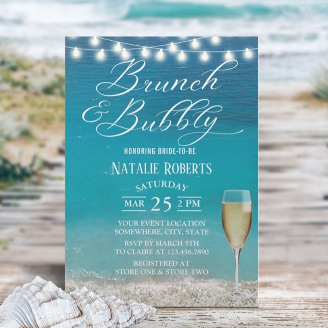 Brunch & Bubbly Summer Beach Brautparty Einladung (Von Creator hochgeladen)