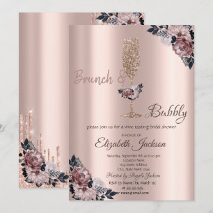 Brunch & Bubbly Tropfens Brautparty Einladung